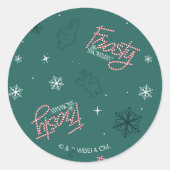 Frosty de Sneeuwman Groene Sneeuwvlok Patroon Ronde Sticker (Voorkant)