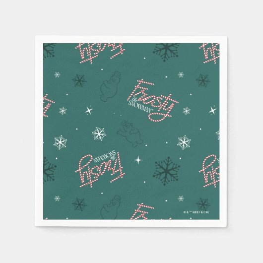Frosty de Sneeuwman Groene Sneeuwvlok Patroon Servet (Voorkant)