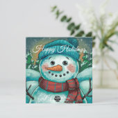Frosty de Sneeuwman Platte Kerstkaart (Staand voorkant)