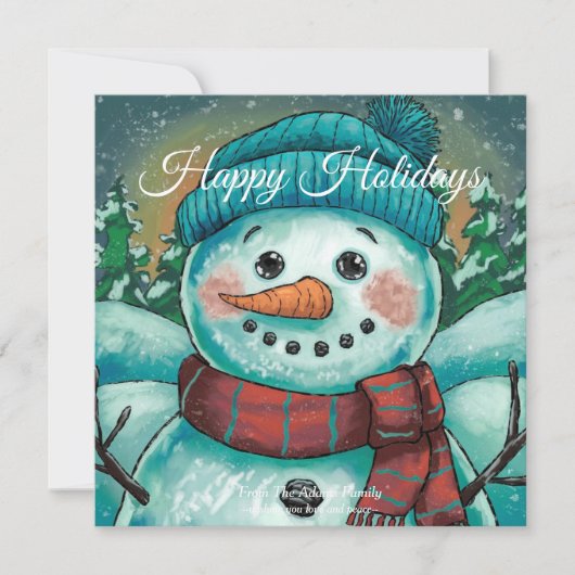 Frosty de Sneeuwman Platte Kerstkaart (Voorkant)