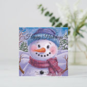 Frosty de Sneeuwman Platte Kerstkaart (Staand voorkant)