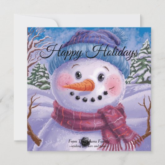 Frosty de Sneeuwman Platte Kerstkaart (Voorkant)