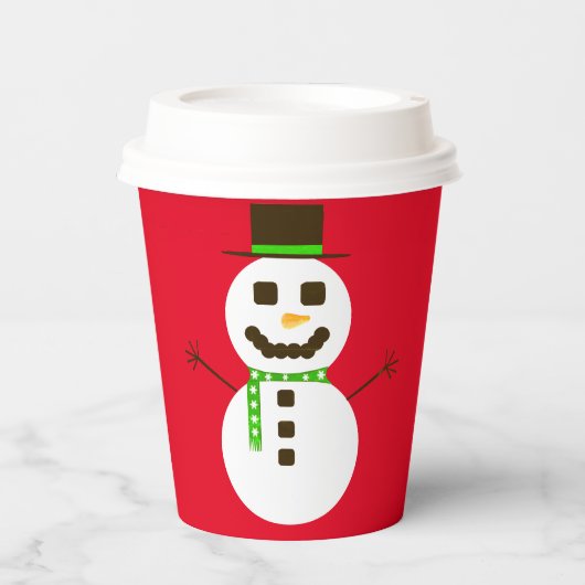 Frosty de Sneeuwman Red Paper Cup Papieren Bekers (Voorkant)