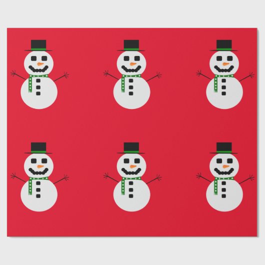 Frosty de Sneeuwman Red Wrapping Paper Cadeaupapier (Vlak)