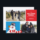 Frosty de sneeuwman vakantie familie foto collage feestdagenkaart<br><div class="desc">Vier de Vakantie's met Frosty the Snowman! Pas dit Frosty the Snowman Holiday Briefkaart aan met uw 2 favoriete familiefoto's en aangepaste tekst!</div>