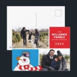 Frosty de sneeuwman vakantie familie foto collage feestdagenkaart<br><div class="desc">Vier de Vakantie's met Frosty the Snowman! Pas dit Frosty the Snowman Holiday Briefkaart aan met uw 2 favoriete familiefoto's en aangepaste tekst!</div>