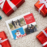Frosty de sneeuwman vakantie familie foto collage feestdagenkaart<br><div class="desc">Vier de Vakantie's met Frosty the Snowman! Pas deze Frosty the Snowman Holiday Kaart aan met uw 2 favoriete familiefoto's en aangepaste tekst!</div>