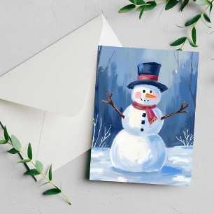 Frosty de Sneeuwman Winter Waterverf Schilderij Ka