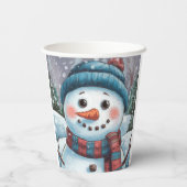 Frosty de Snowman Paper cup Papieren Bekers (Achterkant)