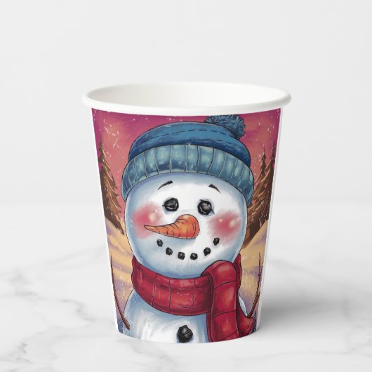 Frosty de Snowman Paper cup Papieren Bekers (Achterkant)