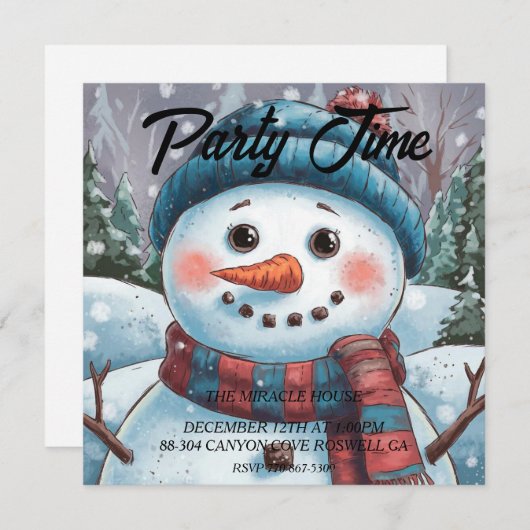 Frosty de Snowman Uitnodiging (Voorkant / Achterkant)