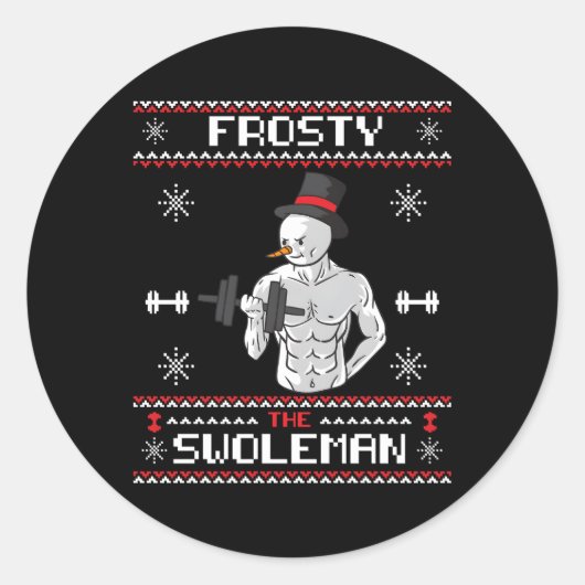 Frosty De Swolle Lelijke Sneeuw Gym Ronde Sticker (Voorkant)
