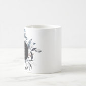 Frosty Dusty Blue Winter Floral Monogram Bruiloft Koffiemok (Center)