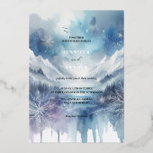 Frosty Elegance Moderne Waterverf Icy Silver Folie Uitnodiging (Voorkant)