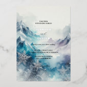 Frosty Elegance Moderne Waterverf Icy Silver Folie Uitnodiging (Voorkant)