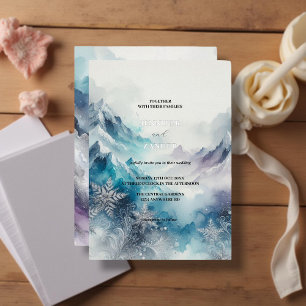 Frosty Elegance Moderne Waterverf Icy Silver Folie Uitnodiging