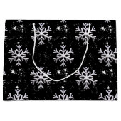 Frosty Elegance Sneeuwvlok Splendor Zwart Kerstmis Groot Cadeauzakje (Voorkant)