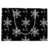 Frosty Elegance Sneeuwvlok Splendor Zwart Kerstmis Groot Cadeauzakje (Achterkant)