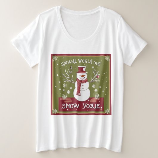 Frosty Elegance: Vogue-geïnspireerd sneeuw T-shirt (Design voorkant)