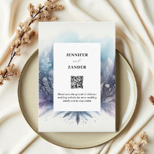 Frosty Elegance Wedding Modern Waterverf Icy Informatiekaartje