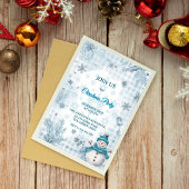 Frosty Elegant Blue & White Frosty Christmas Kaart