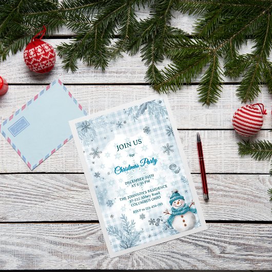 Frosty Elegant Blue & White Frosty Christmas Kaart