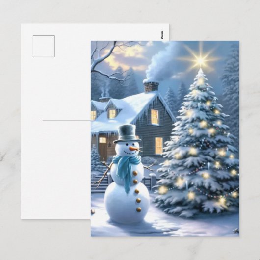 Frosty en zijn magische kerst feestdagenkaart (Voorkant / Achterkant)