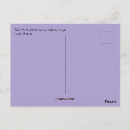 Frosty Erlenbusch Sunrise North Dakota Briefkaart (Achterkant)