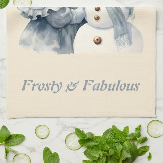 Frosty & Fabulous Schattige Meisje Sneeuwman Kerst Theedoek (Gevouwen)