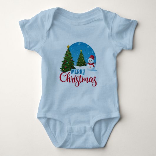 Frosty Family: Lichtblauw Winter Wonderland Design Romper (Voorkant)