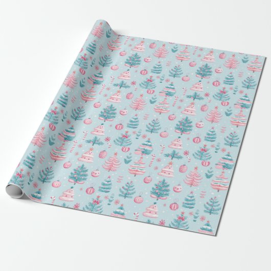 "Frosty Festive Wonderland Pattern" Cadeaupapier (Uitgerold)
