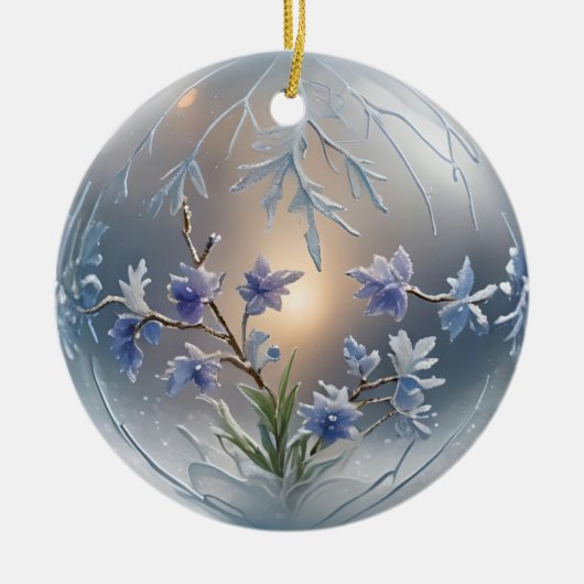 Frosty floral orament air art keramisch ornament (Voorkant)