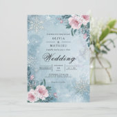 Frosty Floral Winter Scene Wedding Kaart (Staand voorkant)