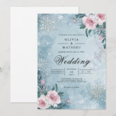Frosty Floral Winter Scene Wedding Kaart (Voorkant / Achterkant)