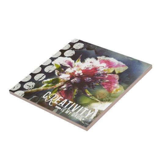 Frosty Flower Creatitivity is mijn geneesmiddel Tegeltje (Zijkant)