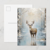 Frosty Forest Woodland Herten Aankondigingskaart (Voorkant / Achterkant)
