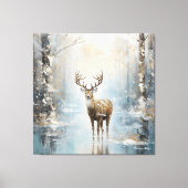 Frosty Forest Woodland Herten Canvas Afdruk (Voorkant)