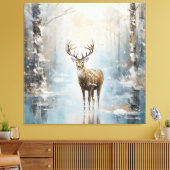 Frosty Forest Woodland Herten Canvas Afdruk (Insitu (Woonkamer))