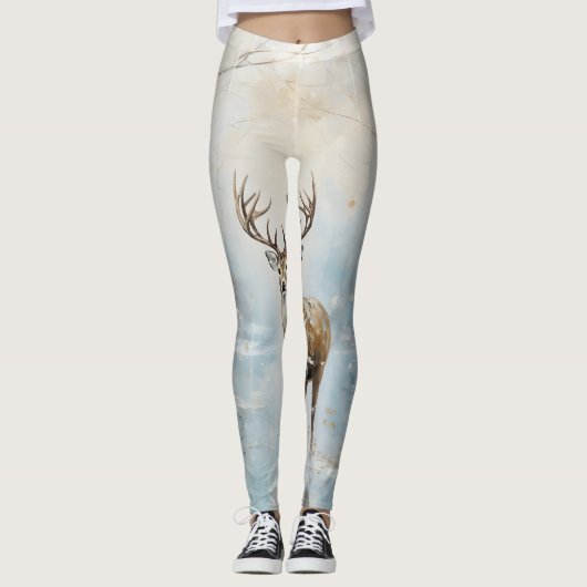 Frosty Forest Woodland Herten Leggings (Voorkant)