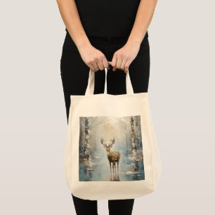 Frosty Forest Woodland Herten Tote Bag