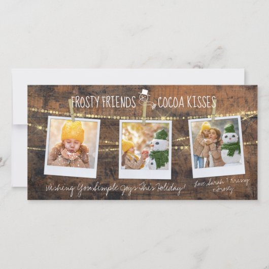 Frosty Friends & Cocoa Kisses Snowman 3-fotokaart (Voorkant)