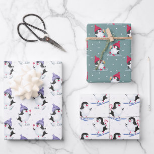 Frosty Friends Pinguïn thema Kerstmis Inpakpapier Vel