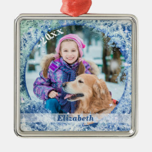 Frosty Frozen Photo Lijst gepersonaliseerd Metalen Ornament