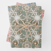 Frosty Gold Trimmed Snowflakes Inpakpapier Vel (In situ)