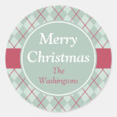 Frosty Green Argyle Kerst stickers (Voorkant)