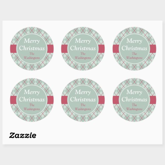 Frosty Green Argyle Kerst stickers (Vel)