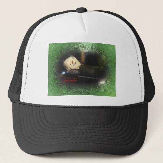 Frosty Green S'mores Snowman Trucker Pet (Voorkant)