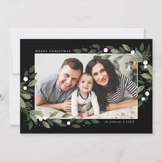 Frosty Green Wreatfoto Card Kaart (Voorkant)