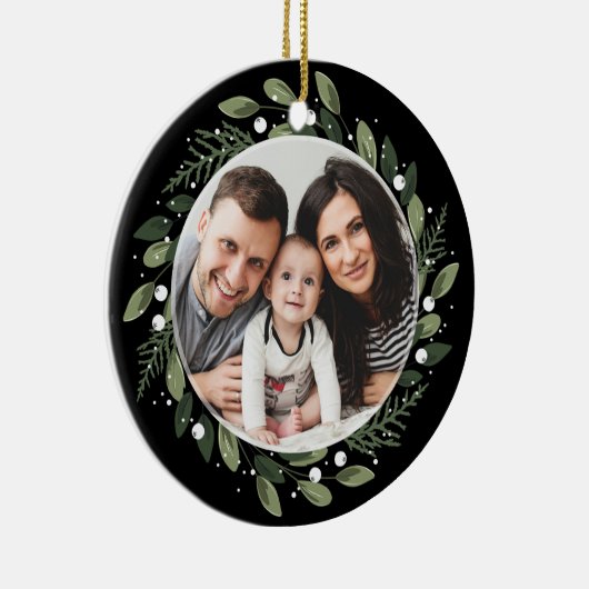 Frosty Green Wreath Keramisch Ornament (Rechts)