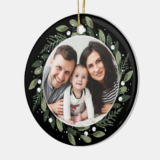 Frosty Green Wreath Keramisch Ornament (Links)